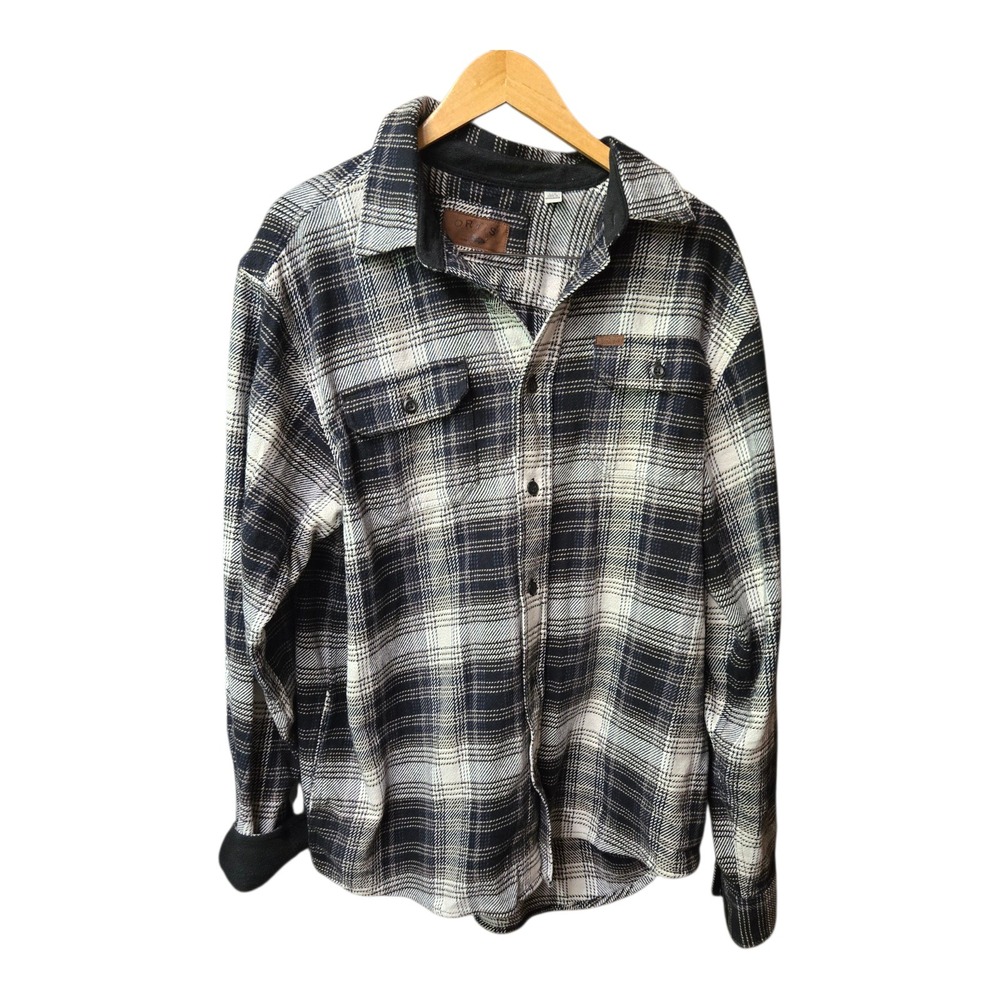 ORVIS Flannel Button Down Thick Shirt‎ Jacket Size LARGE Pockets